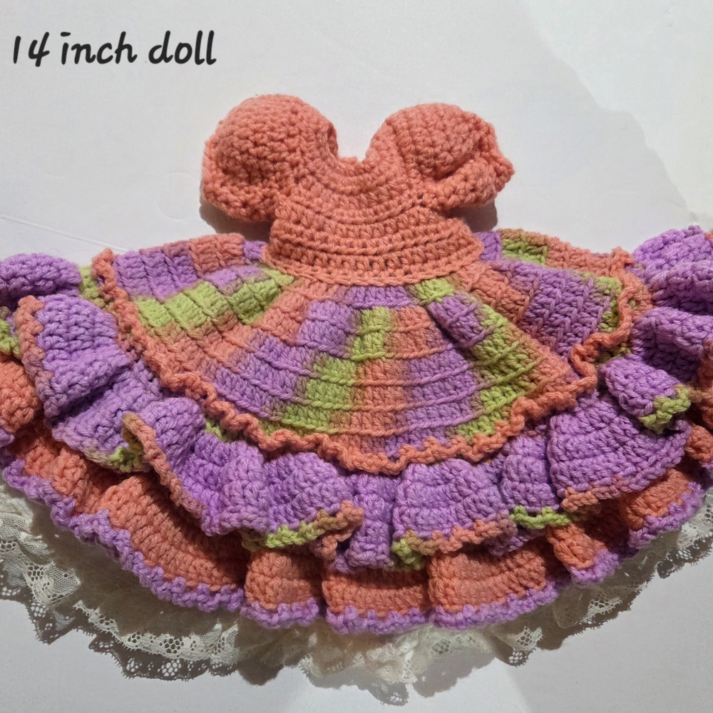 Colorful Crochet Doll Dress